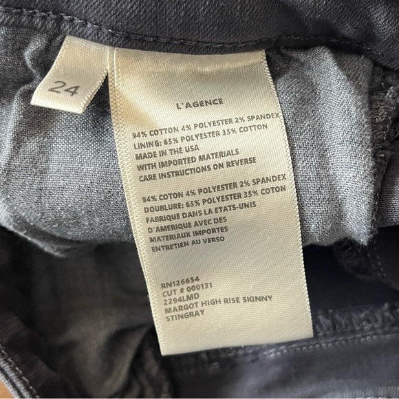 L’AGENCE Margot High Rise Skinny in color: Stingray-Size: 24 - Picture 6 of 11